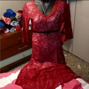 Ruby red lace dress